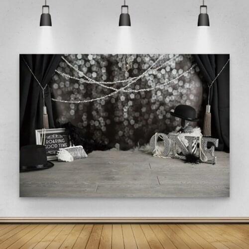 Luxury Photo Backdrop For 1st Birthday Party Decro Light Bokeh Dark Hat Baby Portrait Scenic Photographic Backgrounds Photozone