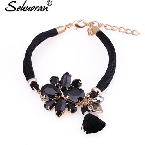 Sehuoran Bracelets & Bangles For Woman Crystal Stone Line Chain New Arrived Bohemian Bracelets Fashion Jewelry