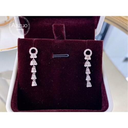 Aazuo Real 18K Solid White Gold Natrual Diamond 1.20ct Skirt Line Stud Earrings Gifted For Women Advanced Wedding Party Au750