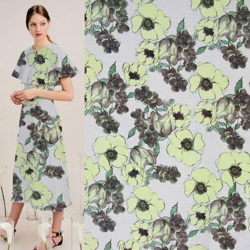 Cartoon floral design silk cotton fabric flower print silk blended fabric,SCT462