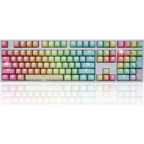 1 Set Replaceable PBT Keycaps 87 104 108 Transparent Lettering Keys Double Shot Backli Key Cap for Mechanical Keyboard