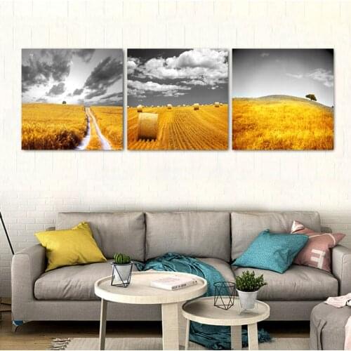 Modern Wall Poster Living Room Wall Yellow Landscape Rice Picture Canvas Wall Art Mural Bedroom Home Decoration Print Painting