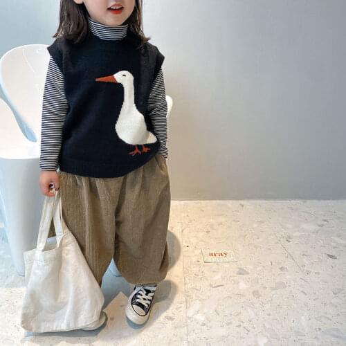 Sweater loose knit vest girls duck wool vest baby fall/winter P4449