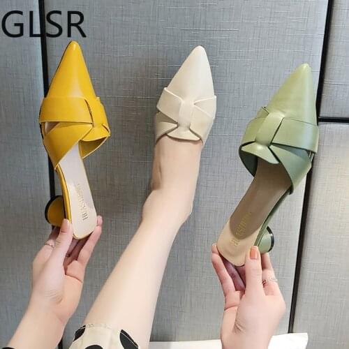 Women Shoes Pumps Pointed Toe Thick Heels Spring Ladies Low Slip On Casual 2020 Large Gladiator Square Heel Zapatos Mujer