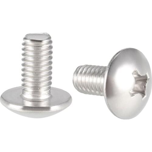Uxcell Machine Screws, M6x12mm Phillips Truss Head Screw, 304 Stainless Steel, Fasteners Bolts 10Pcs