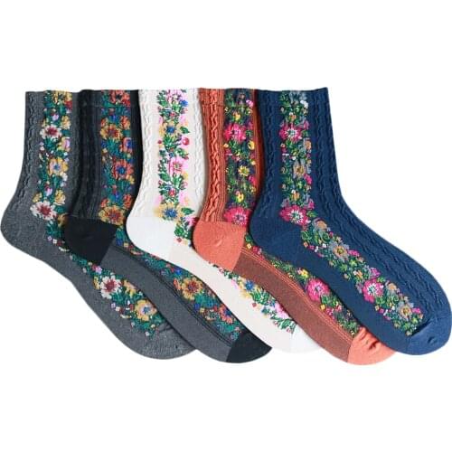 Physical Shooting Jacquard Ladies Socks Sweet Country Style Girl Socks Cotton Spandex Blended Street Trend Sock