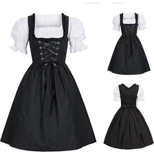18th European Medieval Costume for Women Royal Maid Dress Female Vintage Victorian Maid Cosplay Dresses Bowknot Outfit