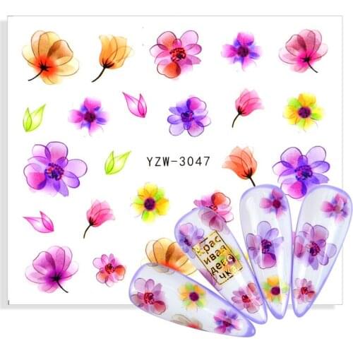 1pcs Water Sliders For Nails Watercolor Flowers Green Leaves Nail Art Stickers Decal Sakura Anime DIY Manicure Wraps