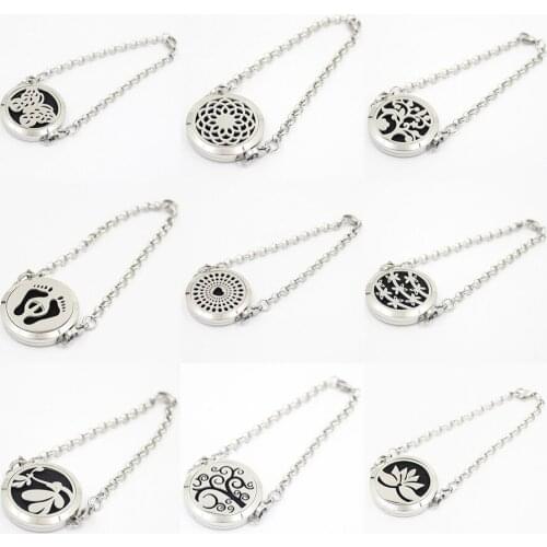 10pcs/lot Stainless Steel 2017 New Design Magnet Open Essential Oil Diffuser Perfume Locket Bracelet