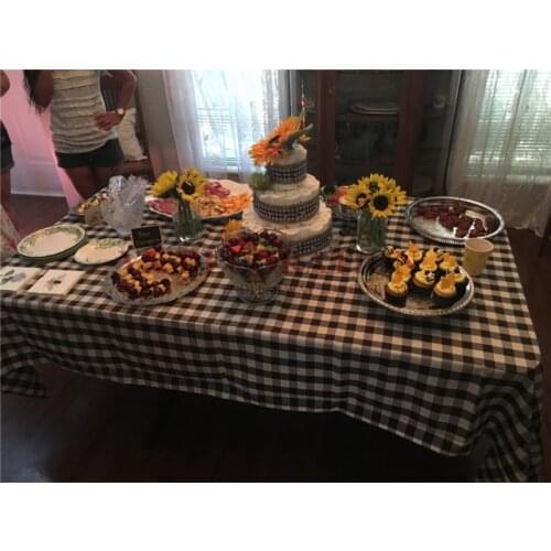 10PCS Poly Rectangle Tablecloth White Black Red Checkered Gingham Polyester Table Cloth For Wedding Event Decoration