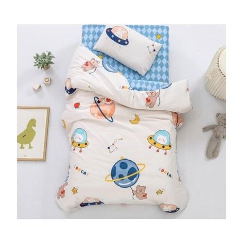 3Pcs Cartoon Baby Bedding Set For Newborns Kid Bed Linen For Boy Pure Cotton Woven Crib Bedding Duvet Cover Pillocase Sheet