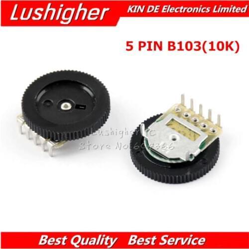 5pcs Double Gear Tuning Potentiometer B103 10K 103 5Pin 16*2mm Dial Potentiometer