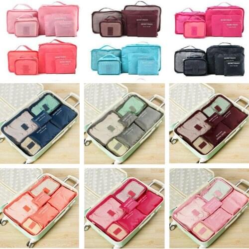 6pcs Travel Organizer Bag Clothes Pouch Portable Storage Case Luggage Suitcase