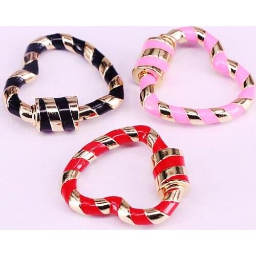 6Pcs, Mix Color Heart Shaped Enamel Screw Clasp Fashion Jewelry Clasp, Accessories