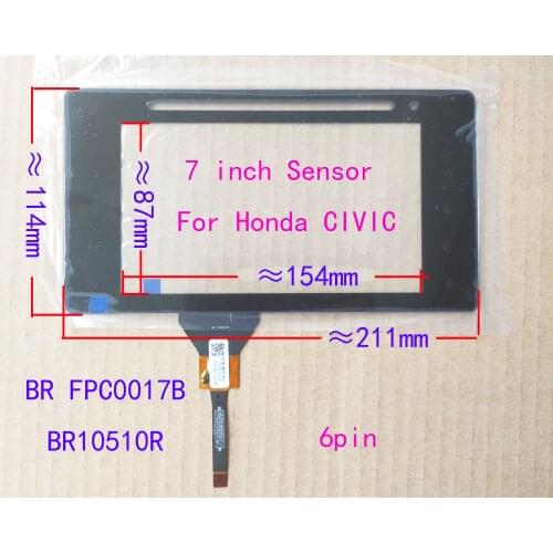 7 inch 211*114mm Sensor Digitizer Touch Glass For Caska HONDA Civic BR-FPC0017B BR10510R 6pin