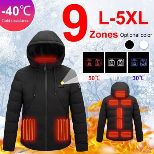 9 Zone Heating Clothing Dual Control Thick Clothes Heating Jacket Cotton Clothing USB Heating Three-Speed Electric Heating