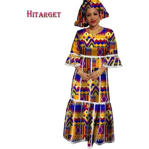 African Dresses for Women Half Sleeve Maxi Dress Africa Print Dresses Dashiki Women Bazin Rich Long Dresses Plus Size 6XL WY3116