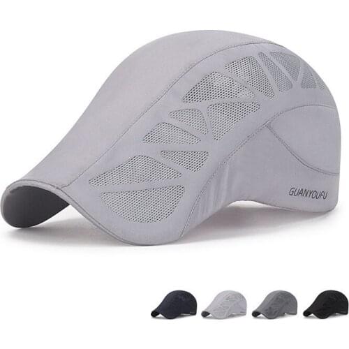 Spring Summer Mens Beret Solid Color Hollow Mesh Cap Breathable Adjustable ladies Sun Hat DT91