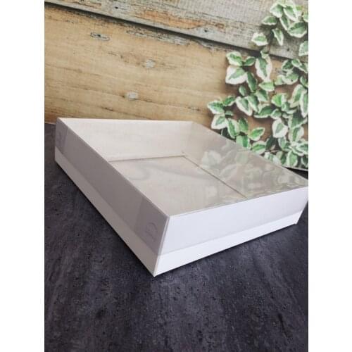 Big Kraft Cake Box 20x20x5cm Clear PVC Window with Transparent Lid Gift For Guests Cookie Candy Wedding Gift Box Ideas