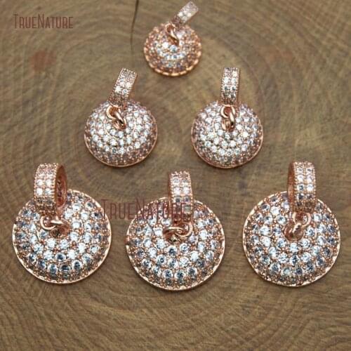 Various Size Rose Gold Electroplated Bell Round Charm Cubic Zircon Pave Beads Micro Copper Beads Cap In 10*12 mm FC9892
