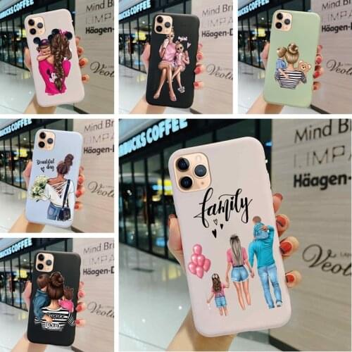 Mother And Daughter Phone Case For Oneplus 5 5t 6 6t 7 7t 8 9 Pro Cover Cute Cartoon Painted Soft TPU Silicone Protective Bag