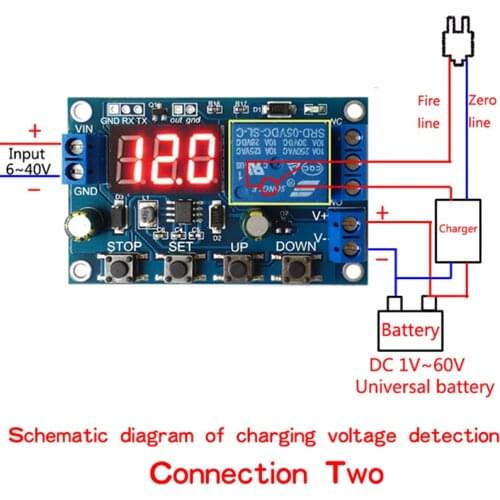 DC 6-40V Battery Charger Discharger Board Undervoltage Overvoltage Protection Board Module Precision Auto Off Module Discharger