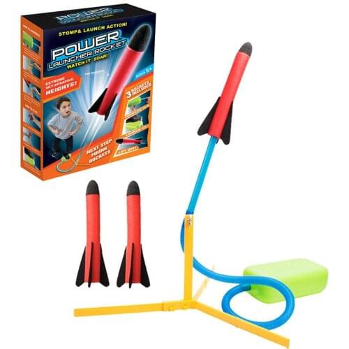 Childrens Foot Plastic Rocket Launcher Pressure Air Outdoor Science Educational Toy Multiplayer Game Toy For Gift 3 Rocket