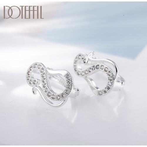 DOTEFFIL 925 Sterling Silver Gold Geometry AAA Zircon Rose Gold Earrings For Women Cute Fashion Jewelry Wedding Party Gift