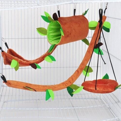Ropeway Nest Forest Hamster Hammock Soft Toys Leaf Tunnel Toy House Warm Cage Pet Stump Small Pet Toy Tunnel Warm Cage Toy House
