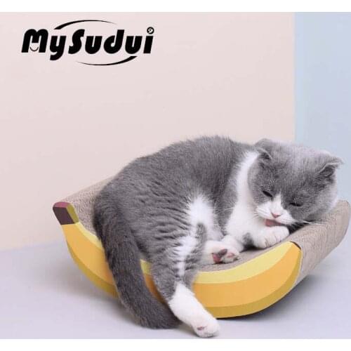Corrugated Cat Scratch Sofa Bed Board Banana Cat Toys Training Nail Scratcher Cardboard Mats Pet Furniture Grinding Claw Katten