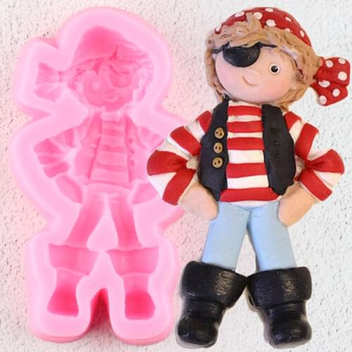 Pirate Boy Silicone Molds Fondant Mold Baby Birthday Cake Decorating Tools Cookie Baking Candy Clay Chocolate Gumpaste Moulds