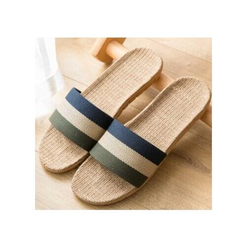 Summer mens and womens slippers indoor cotton linen home floor slippers non-slip platform slippers
