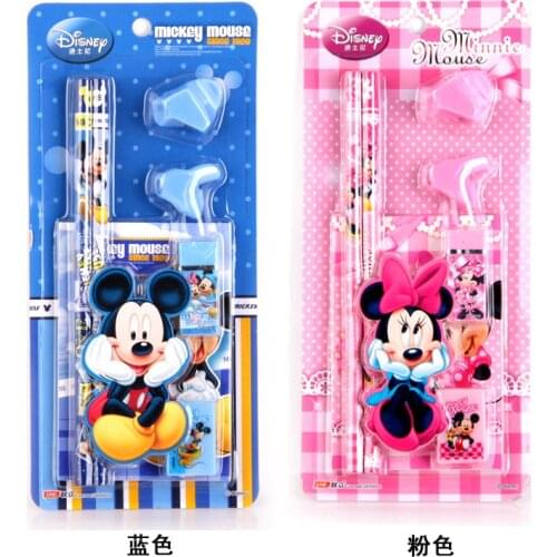 Disney Mickey Minnie Stationery Set Boys and Girls Pencil Eraser Pencil Sharpener Book Pen Holder Childrens School Supplies