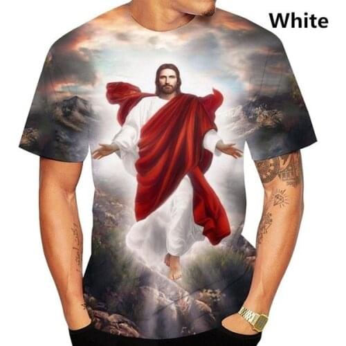 Summer New Jesus Christ 3D Print O-Neck Oversized Shirt Jesus Cross Pray To Our God Male Female Personalized