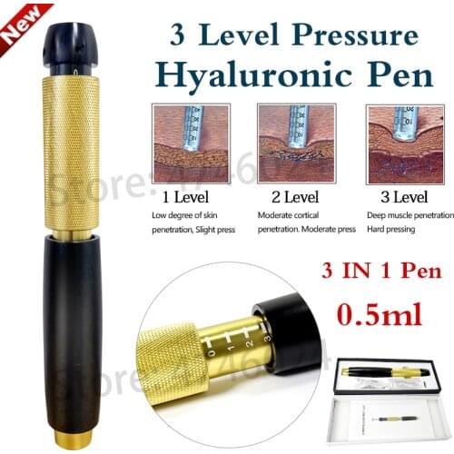 New 0.5ML 3 in 1 Hyaluronic Pen 3 Level Pressure Adjustable Atomizer injection gun for Beauty Skin Care Anti Wrinkle Lip Liftin