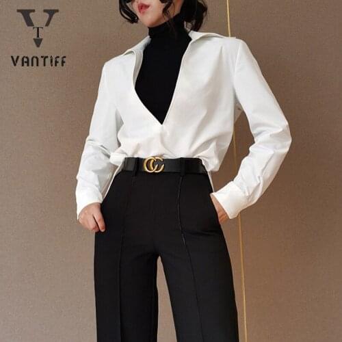 Bodycon Suits Fashion Wear V-neck Shirt Girl Shirts Autumn New Long-sleeved Shirt for Female Streetwear Hoodies Women