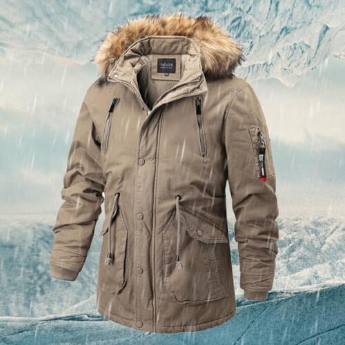 -20 Degree Winter Parka Jacket Men Fashion Hooded Fur Collar Windbreaker Parkas Coat Wool Liner Keep Warm Outwear Ropa De Hombre