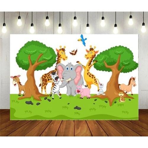 Photo Studio Props Photography Backdrop Funny Happy Animal Cartoon Vinyl Background Kids Birthday Party Decoration