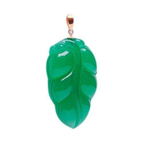 SHILOVEM 18k yellow gold natural green chalcedony pendants none necklace ethnic new wholesale Fine women gift new mymz193266ys