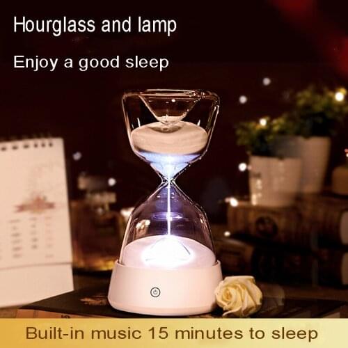 LED Creative Lighting Hourglass Sleeping Lamp USB Night Lamp Children Sleeping Music Diamond Glass Table Lamp Holiday Gift