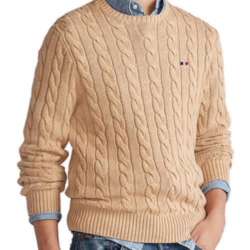 High Quality Mens Fall/Winter 100% Cotton Knitted Long-Sleeved O-Neck Sweater Wist Slim-Fit Pullover Casual Simple Sweater Top