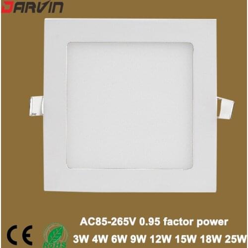 Ultra thin 3W 4W 6W 9W 12W 15W 18W 24W LED downlight Square LED panel / painel light home light luminaire Ceiling Recessed lamp