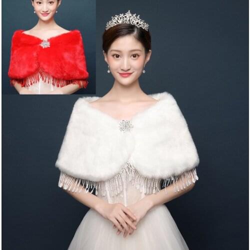 Party dress Autumn and winter fur shawl warm shawl