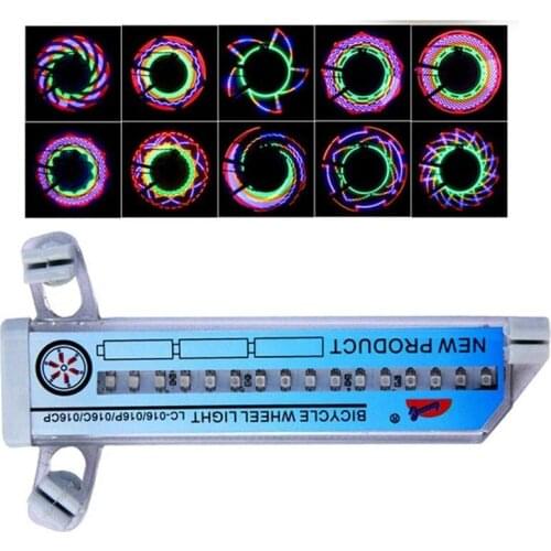 Bicycle Tyre Tire Wheel Lights Waterproof Colorful 16 LED Bicycle Lights Bike Lamp Cycling Wheel Spoke Light Bike Accessories