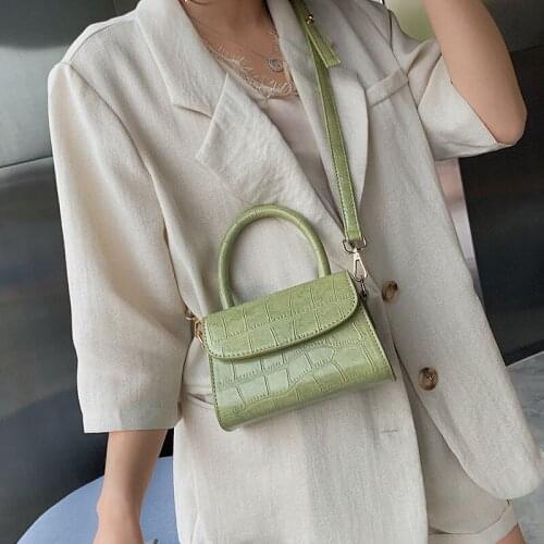 Vintage PU Leather Mini Small Square Womens Crossbody Bag Crocodile Pattern Chain Shoulder Messenger Bags Handbag and Purse