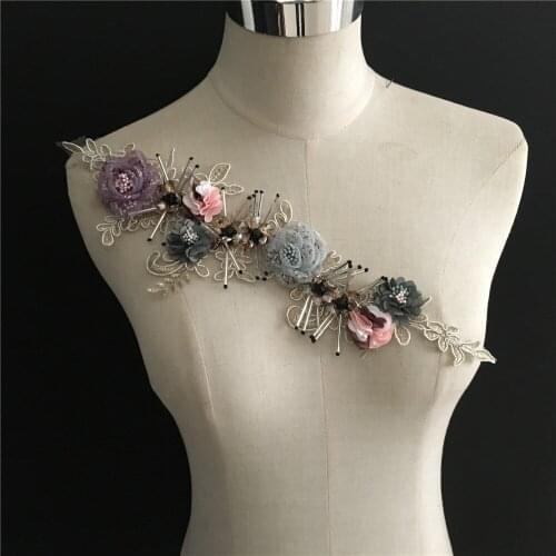 Fashion Exquisite Lace Fabric 3D Flower Sewing Lace Collar Decoration Dress Craft Material Application Needlework Accessories