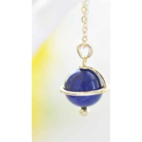 Z10588 12mm Round Gemstone Bead Celestial-body Instrument Pendant 925silver