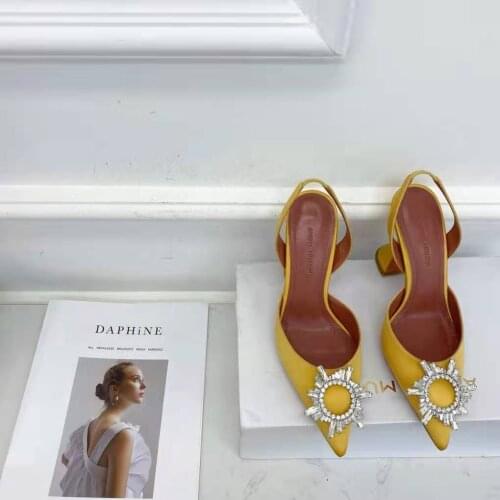 Womens Shoes Begum Pumps Satin Silk Blink Crystal Party Pumps Yellow