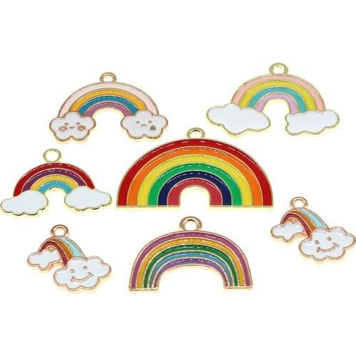 10pcs/lot Unique Enamel Cute Rainbow Cloud Collection Charms Pendant For Earrings Necklace Bracelet DIY Jewelry Making Findings