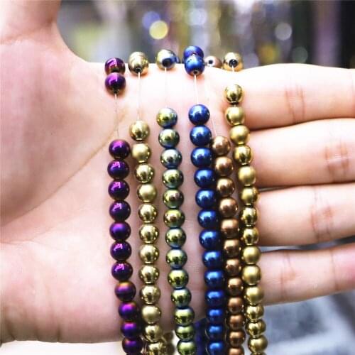 6mm Natural Black Gallstone 140pcs 7-color Electroplated Frosted Loose Beads, Used for Jewelry Bracelet Making DIY Accessories